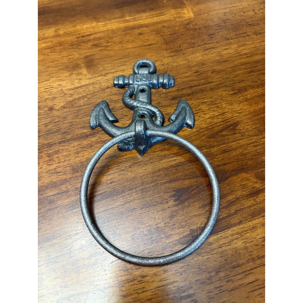 Anchor Hand Towel Holder, Beach Lake House Towel Ring, Bathroom Towel Hanger NEW